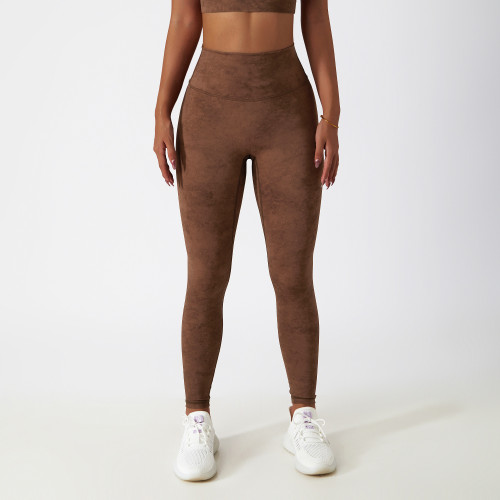 Pantalons de yoga imprimés pantalons de course en plein air pantalons de fitness taille haute pêche bout à bout pantalons de sport ajustés femmes