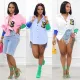 Fall/Winter Style Patchwork Embroidered Appliqued Front Short Back Long Blouse