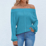 Sexy Solid Color Off Shoulder Long Sleeve Knitting Shirt Autumn Women Sweater