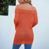 Sexy Solid Color Off Shoulder Long Sleeve Knitting Shirt Autumn Women Sweater