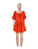 Women's Summer Solid Color Fashion Short Sleeve Strapless Sexy Mini Dress