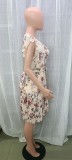 Summer Elegant V-Neck Floral Pleated Skater Dress