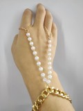 Women Simple Style Pearl Chain Metal Chain Combination Bracelet