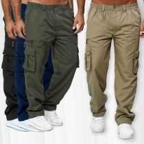 Pantalones casuales de carga suelta con varios bolsillos para hombre