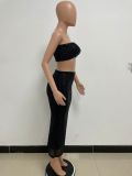 Women Sexy Sequin Crop Top+ Dress Two Piece