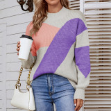 Damen-Rollkragenpullover mit halbem, farbblockierendem Langarm-Pullover