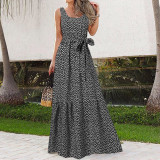 Chic Fashion Print Sling Elegantes Schnürkleid für Damen