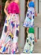Women's Spring/Summer Sleeveless Double Layer Halter Neck Top Printed Straight Pants Two Piece