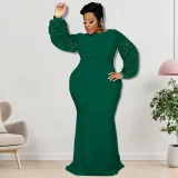 Plus Size Women's Long Sleeve Sequin Dress Autumn