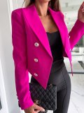 Fall/Winter Solid Turndown Collar Long Sleeve Double Breasted Blazer