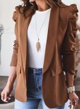 Autumn/Winter Solid Color Long Sleeve Turndown Collar Blazer