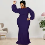 Plus Size Women's Long Sleeve Sequin Dress Autumn