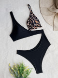 Einteiliger Badeanzug, einfarbiger Bikini-Badeanzug, Badeanzug mit Leopardenmuster, zweiteiliger Bikini