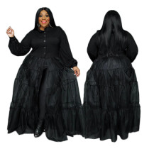 Vestido de patchwork de malla negra con top de mujer de talla grande
