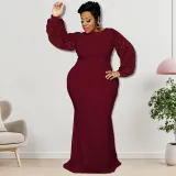 Plus Size Women's Long Sleeve Sequin Dress Autumn
