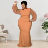 Plus Size Women's Long Sleeve Sequin Dress Autumn