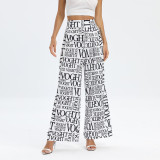 Women's Spring/Summer Letter Print Wide Leg Pants Casual Trousers