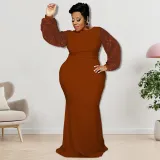 Plus Size Women's Long Sleeve Sequin Dress Autumn