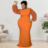 Plus Size Women's Long Sleeve Sequin Dress Autumn