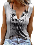 Ärmelloses T-Shirt mit V-Ausschnitt, Sommer-Tanktop für Damen