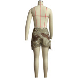 Lässige Camo-Cargo-Shorts mit Taschen und Reißverschluss für Damen