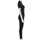 Sommer Damen Bedrucktes Slim Fit Kurzarm Top Hohe Taille Enganliegende Hose Zweiteiliges Set