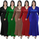 Plus Size Women Long Sleeve Sequin Maxi Dress