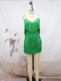 Women Sexy Sling Mini Fringe Dress