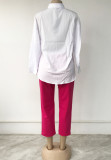 Plus-Size-Frauen-Kontrasttaschen-Shirt + Hose, zweiteiliges Set