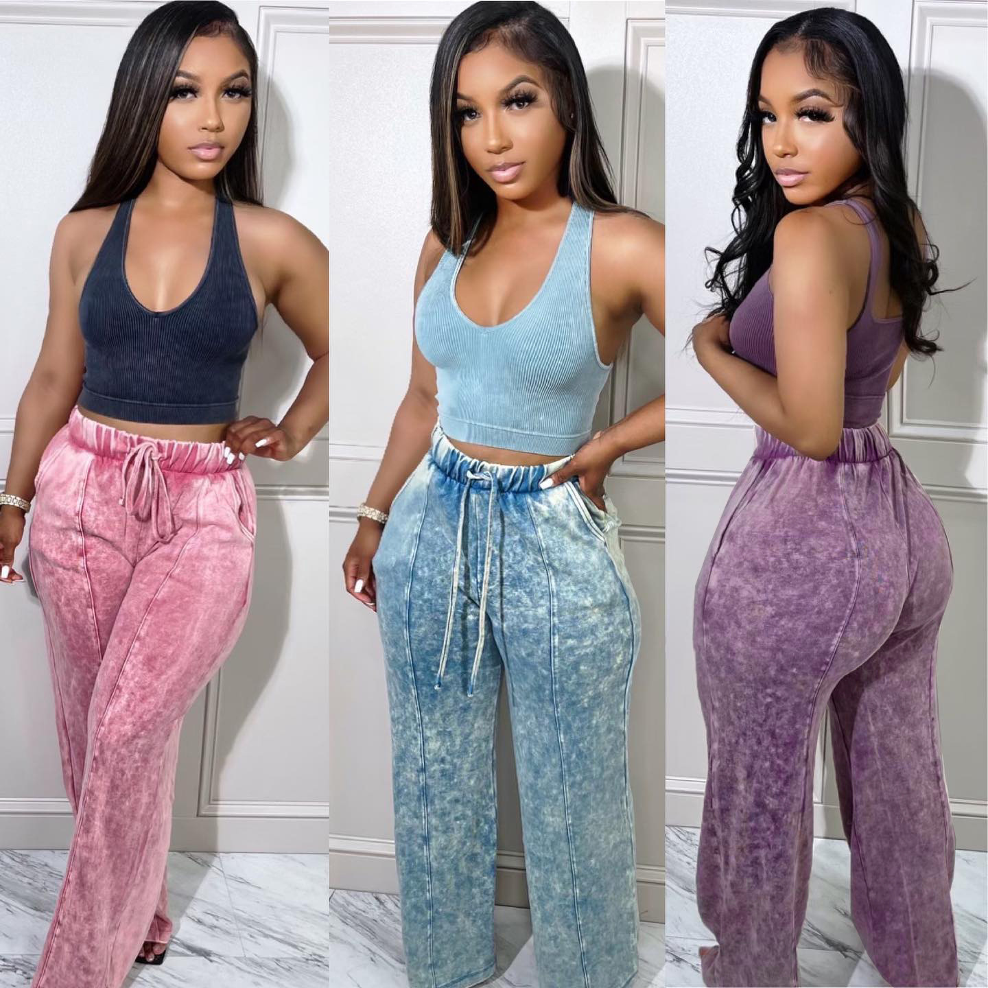 Women Casual Loose Print Elasticated High Waist Pocket Wide Leg Pants - The  Little Connection