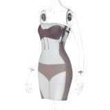 Women's Sexy Off Shoulder Character Print Slim Bodycon Dress