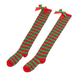 Christmas socks ball socks over the knee socks women's long tube festival Christmas striped stockings