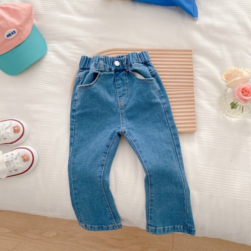 Брюки-клеш для девочек 1-7 лет, весенне-осенние джинсовые штаны для маленьких девочек, модные повседневные штаны для детей