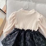 Mädchen Kleid 0-5 Jahre alt Baby Herbst Kleidung Kinder stricken gefälschte zweiteilige Prinzessin Kleid Baby Herbst Kleidung