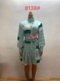 Herbst Casual Puff Langarm Gestreiftes Patchwork Plus Size Afrikanisches Kleid