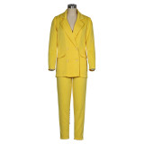 Women autumn and winter long-sleeved suit + Pant Slim solid color two-piece suit