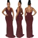 Women Sexy Deep V Neck Sleeveless Evening Dress