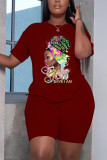 Kurzärmliges T-Shirt mit Rundhalsausschnitt für Damen in Übergröße + zweiteiliges Set mit Shorts