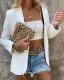 Women Fall Solid Turndown Collar Blazer Jacket