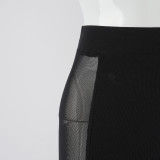 Elastischer Patchwork-Minirock aus elastischem Mesh für Damen im Herbst