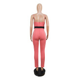 Damenbekleidung Colorblock V-Neck Strap Sexy Jumpsuit