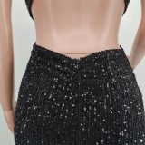 Fashion V Neck Sexy Sequin Tight Fitting Party Evening Bodycon Dress