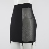 Elastischer Patchwork-Minirock aus elastischem Mesh für Damen im Herbst