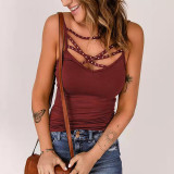 Summer Women's Beaded Casual Camisole Top T-Shirt