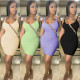 Sexy Strap Women'S Dress Solid Color Tight Fitting Bodycon Dress