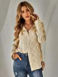 Damen Herbst/Winter Fashion Cardigan Casual Check Jacquard Shirt