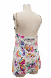 Sexy Strap Low Back Sequin Floral Chain Women's Sexy Short Dress