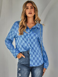 Damen Herbst/Winter Fashion Cardigan Casual Check Jacquard Shirt