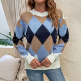 Women Fall/Winter Round Neck Contrast  Sweater