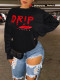 Plus Size Women Printed Long Sleeve Round Neck Casual Top